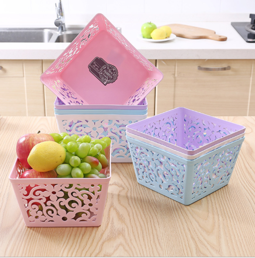 Picture of Korean style hollow desktop storage basket, sundries creative storage box, flowers elegant plastic storage fruit tray