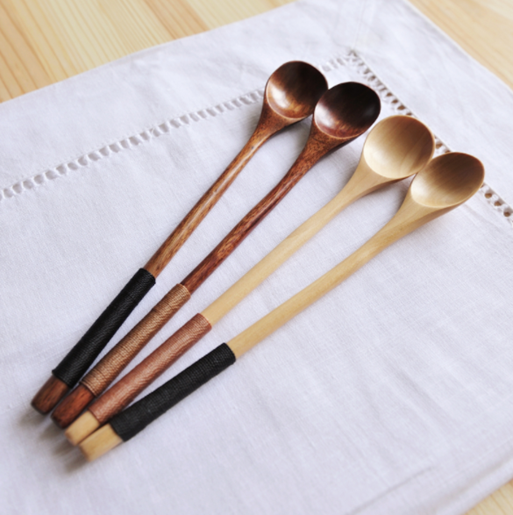 Picture of style: A - Long handle mixing Oki Ko creative wooden tableware coffee spoon spoon honey juice winding logo