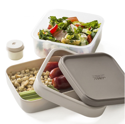 Picture of Microwave oven lunch box, two layers, portable tableware, salad box, lunch box, cover.