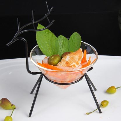 Picture of Color: Black 2pcs - Christmas deer Italian cuisine tableware creative hotel clubhouse transparent glass molecular cuisine foodie