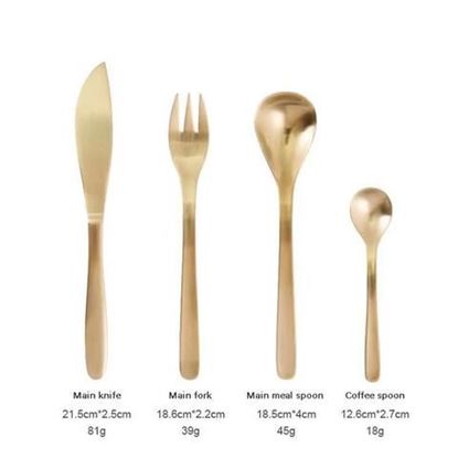 图片 Color: Gold, Style: 4pcs - Shuzo, 4 pcs Japanese Style Matte Stainless Steel Cutlery in 4 colours option