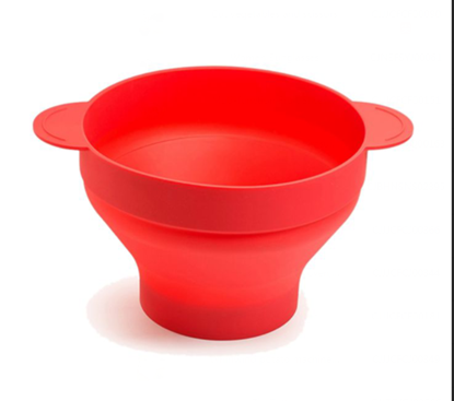 图片 Color: Red - Silicone popcorn bowl with handle