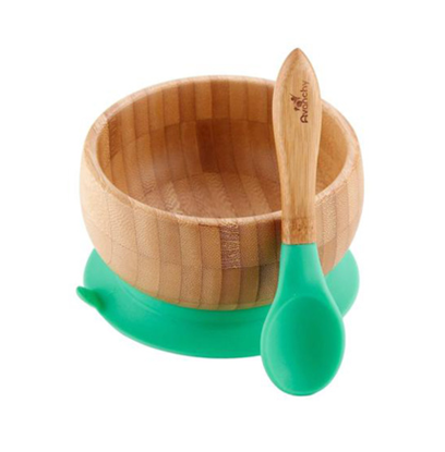 Picture of American avanchy bamboo bowl natural baby bowl spoon set baby plate complementary food bowl sucker bottom children tableware