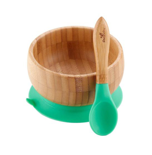 Picture of American avanchy bamboo bowl natural baby bowl spoon set baby plate complementary food bowl sucker bottom children tableware