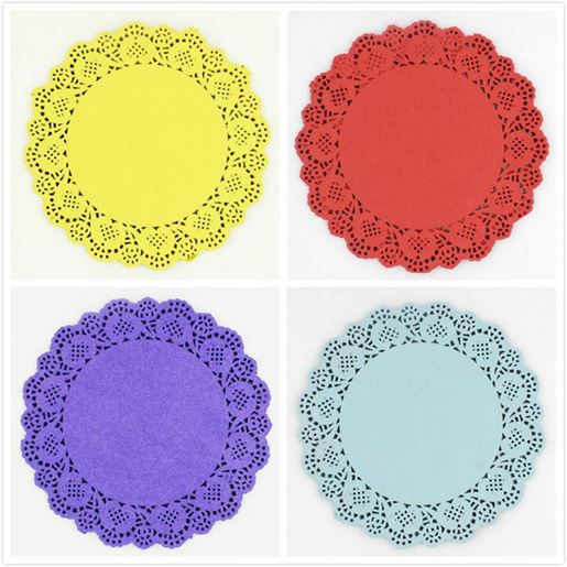 图片 6,5 ''flor de color encaje redondo papel Doilies mantel artesan?Â­a Doyleys Navidad cumplea?Â±os vajilla decoraciÃ³n 20 piezas