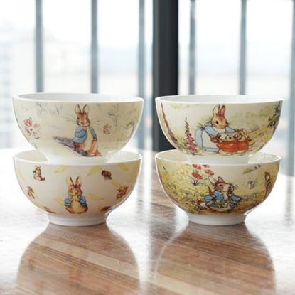 Picture of Style: 1 style, Size: 20.5CM - Cute cartoon rice rice bowl small bowl creative home bone china bowl child