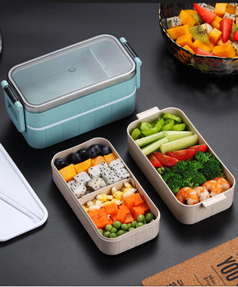 Foto de Style: Double 400 Ml Beige - Healthy Material Microwave Dinnerware Lunch Box