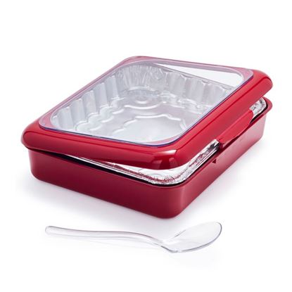 图片 Color: Red - Portable casserole cutlery storage box