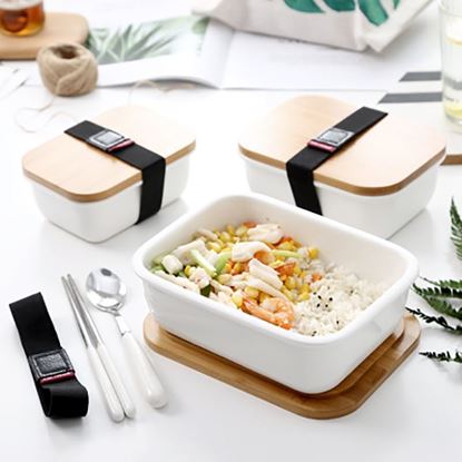 图片 Color: Floret, Size: 320ml - Ceramic Japanese refrigerator storage box fruit box microwave lunch box lunch box with lid