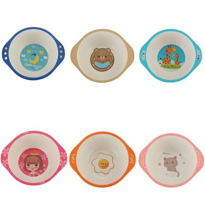 Picture of Kids Baby Natural Bamboo Fiber Bowls 2021 Cartoon Animal Dishes Baby Feeding Tableware Children Infant Toddler Portable Plates