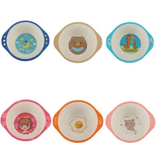Picture of Kids Baby Natural Bamboo Fiber Bowls 2021 Cartoon Animal Dishes Baby Feeding Tableware Children Infant Toddler Portable Plates