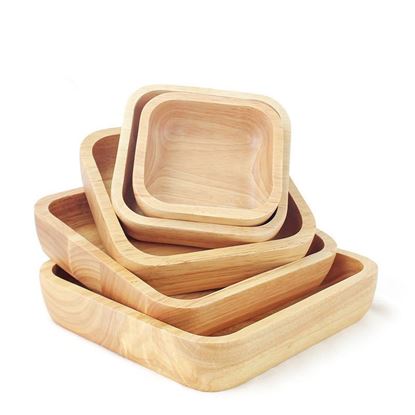 Picture of Style: Beech Wood, Size: 4.7X12.8cm - Japanese rubber wood square plate