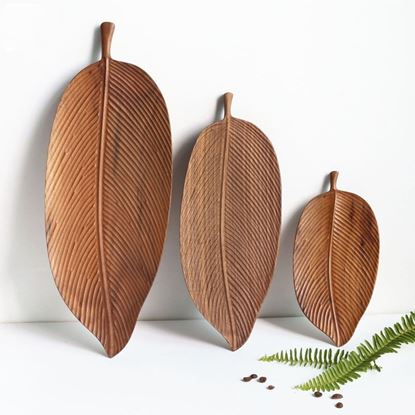图片 Style: Vein, Size: S - Wooden saucer fruit tray