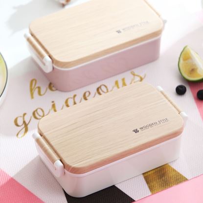Picture of Rectangular wooden lunch box student lunch box