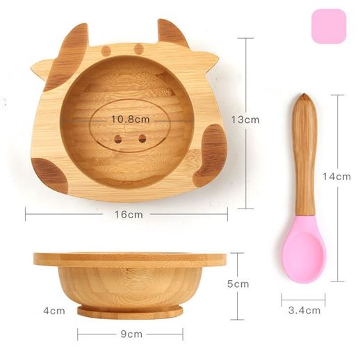 Image sur Color: Three frame dinner plate - Baby dinner training plate children's cutlery set