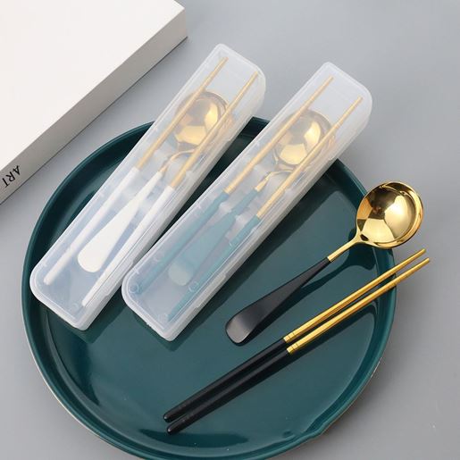 Picture of Color: Gold - Two-piece stainless steel tableware spoon chopsticks