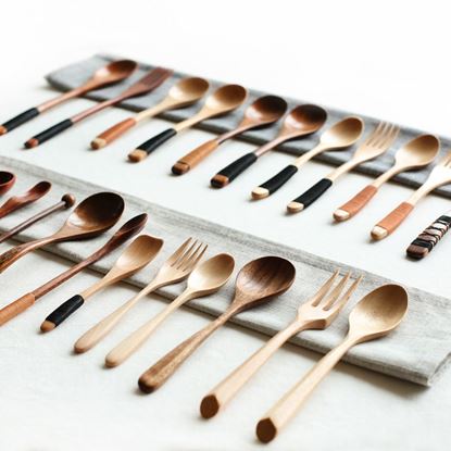 Изображение Color: 4style - Japanese Style Wooden Bamboo Spoon Fork Cooking Utensil