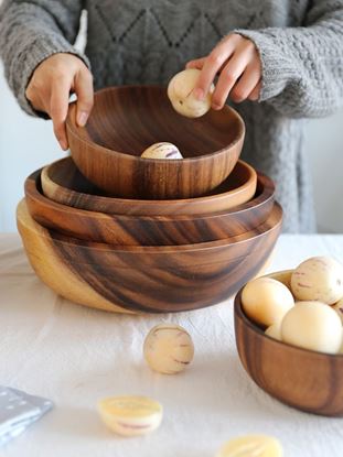 Picture of Color: Brown, Size: 10X6cm - Acacia wooden bowl wooden tableware