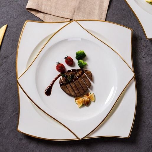 Picture of Color: Kunlun, Size: 10.5 inches - Bone China Special-shaped Western Dinner Plate