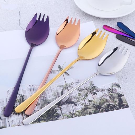 Picture of Color: 7Colors Set - 304 stainless steel thickened two-in-one spoon fork