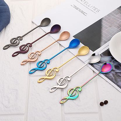 Picture of Color: Black - Stainless steel coffee spoon creative note spoon