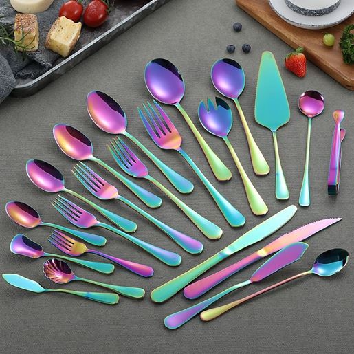 Picture of Style: 10style - Colorful stainless steel tableware