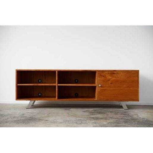 Picture of Retro Warm Natural Cherry And Steel TV Stand and Media Center