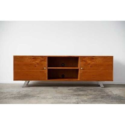 Picture of Warm Natural Cherry And Steel TV Stand or Media Center