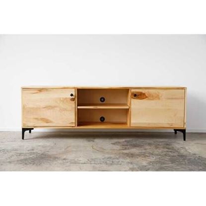 Picture of Natural Maple And Black Steel TV Stand or Media Center