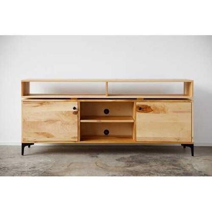 Picture of Natural Maple And Steel Multi Compartment TV Stand or Media Center