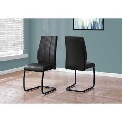 Picture of Two 77.5" Black Leather Look Chrome Metal and Foam Dining Chairs