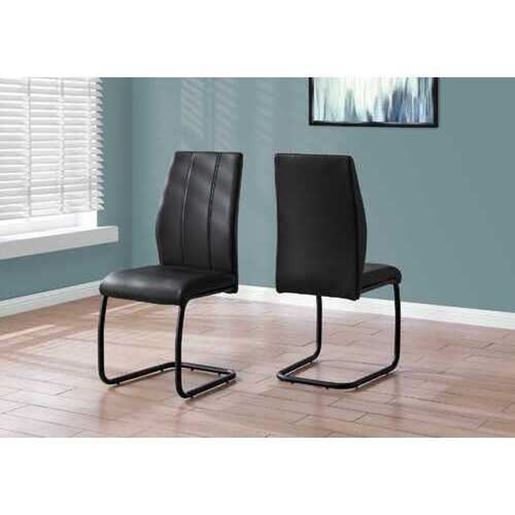 Picture of Two 77.5" Black Leather Look Chrome Metal and Foam Dining Chairs