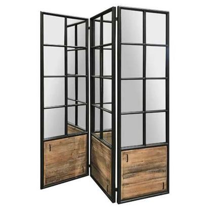 Picture of 3 Panel Black and Brown Room Divider with an Optical Illusion