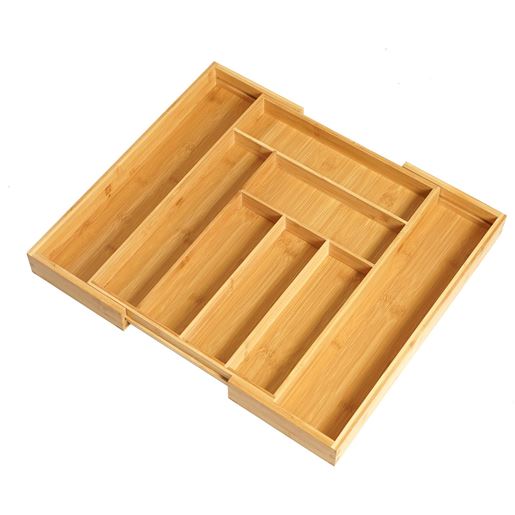 Picture of Bamboo Retractable Knife Box Drawer Storage Box