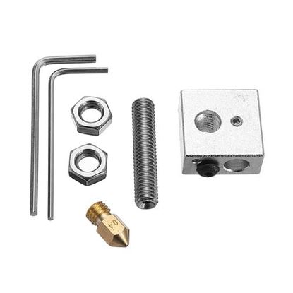 Picture of 0.4mm Brass Nozzle + Aluminum Heating Block + 1.75mm Nozzle Throat 3D Printer Part Kit with M6 Screws & 1.5mm Wrench