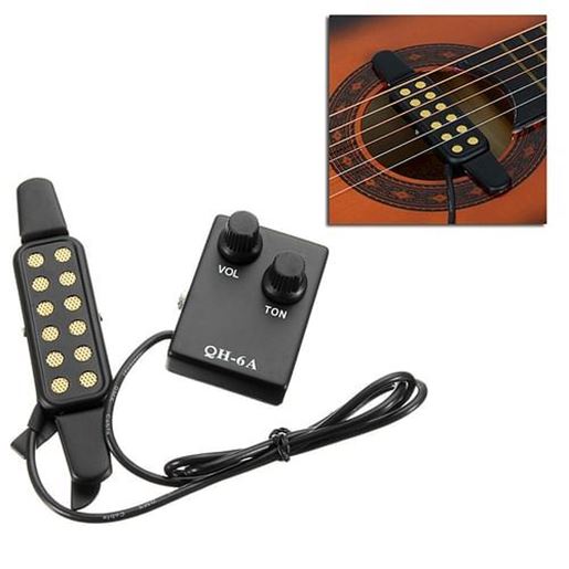 Picture of QH-6A Sound Hole Magnetic Preamp EQ Equalizer Tuner Pickup for Acoustic Guitar