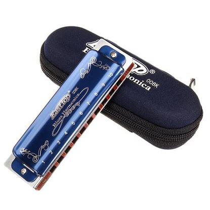 Picture of Easttop T008K 10 Hole Blues Harmonica Tone C Blue Color For Beginner