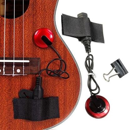 Foto de Piezo Contact Microphone Pickup with Clamp Strap For Guitar Violin Ukulele Banjo