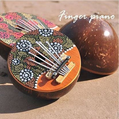 Picture of Kalimba 7 Key Finger Piano Painted Coconut Shell Mbira Likembe Thumb Piano