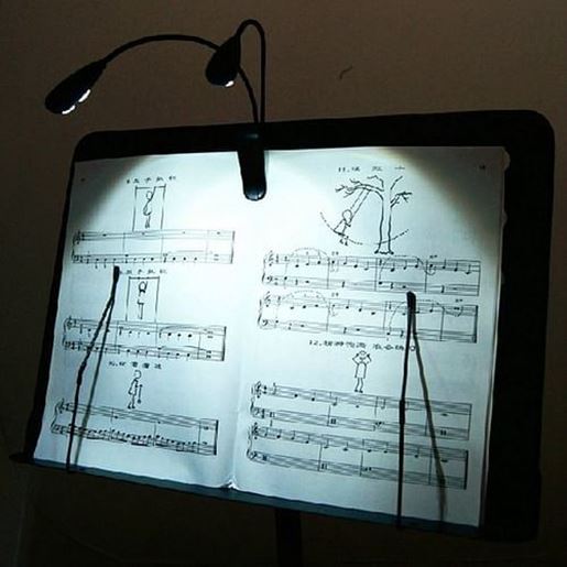 Picture of 2 Dual Arms 4 LED Flexible Book Music Stand Clip On Light Lamp Black