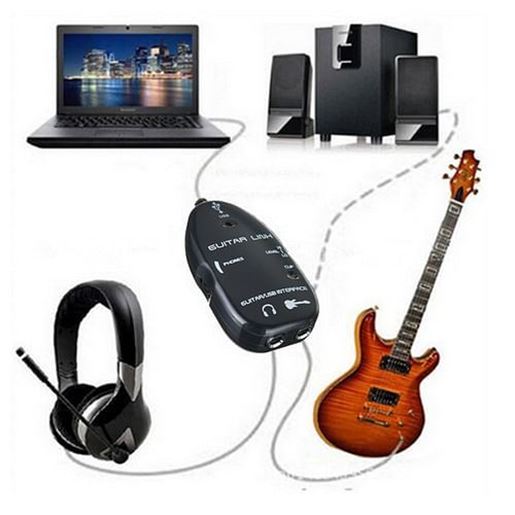 Picture of Guitar to USB Interface Link Audio Wire 6.5mm Male Stereo Headphone Adapter