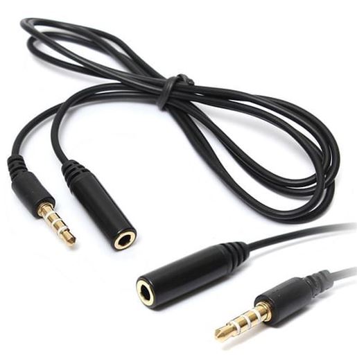 Picture of 3.5mm 4 Pole Jack Male to Female Earphone Headphone Audio Extension Cord Cable 1M 3Feet