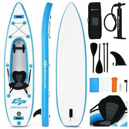 Foto de 10.8 Feet Inflatable Kayak Set K1 1-Person Sit-On-Top Kayak with Oars-Blue