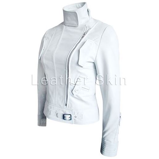 Picture of Women White Leather Jacket