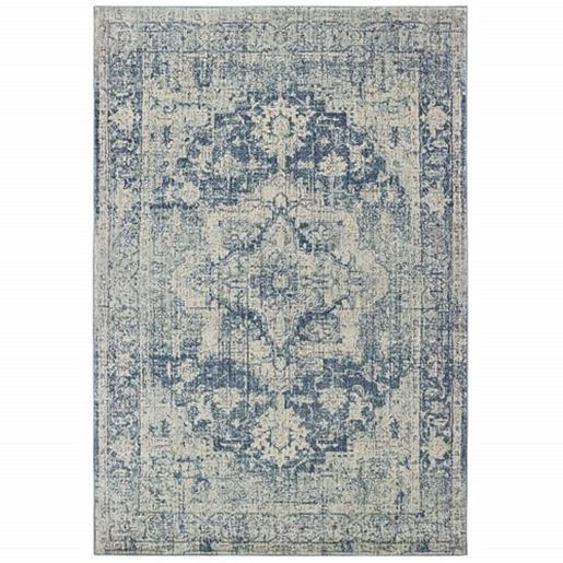 Picture of 10'x13' Ivory and Blue Oriental Area Rug