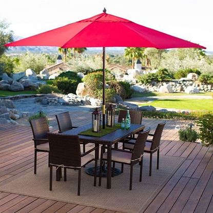 Picture of Outdoor Patio 11-Ft Market Umbrella with Red Shade Canopy