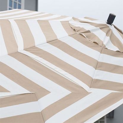 Picture of Beige and White Stripe 7.5-Ft Collar Tilt Patio Umbrella with Crank