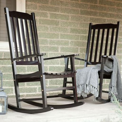 Picture of Set of 2 - Indoor/Outdoor Patio Porch Black Slat Rocking Chairs