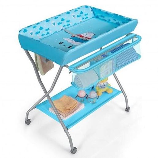 Picture of Baby Changing Table with Safety Belt and 4-side Defence-Blue