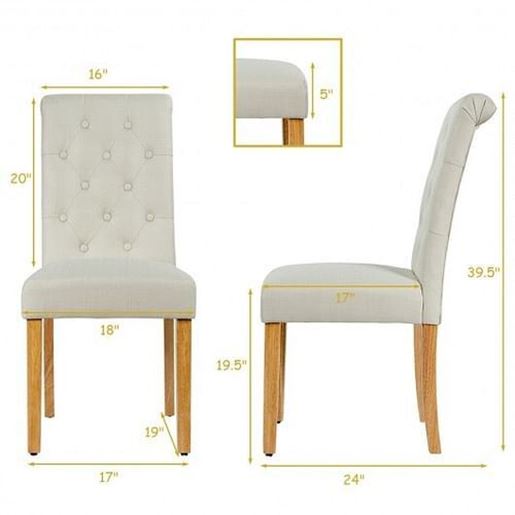 Picture of Set of 2 Tufted Dining Chair -Beige